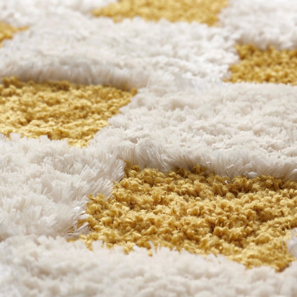 RULLBANA Alfombra pelo largo, color hueso/ocre, 133x195 cm