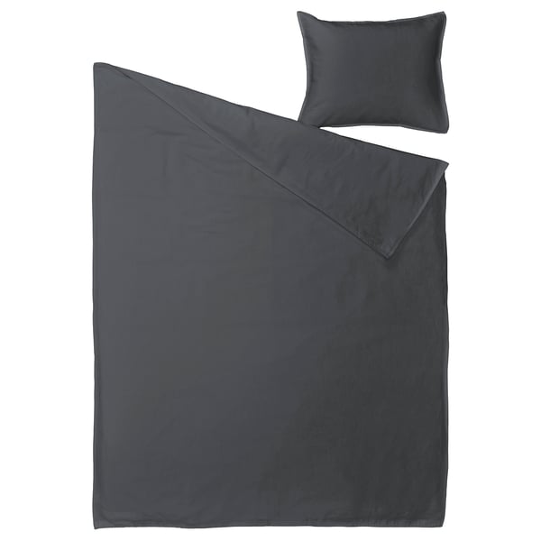 RUNDHAGTORN Funda plumón con funda almohada, gris oscuro, 150x200/50x60 cm