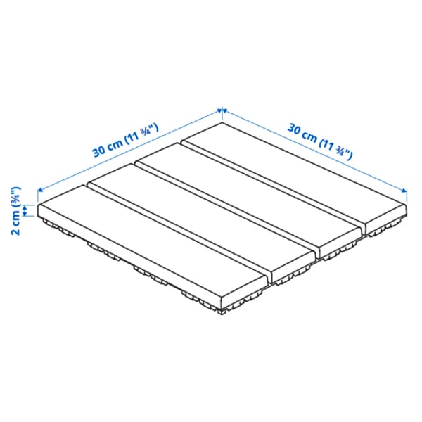 RUNNEN Piso deck para terraza, gris osc, 0.81 m²