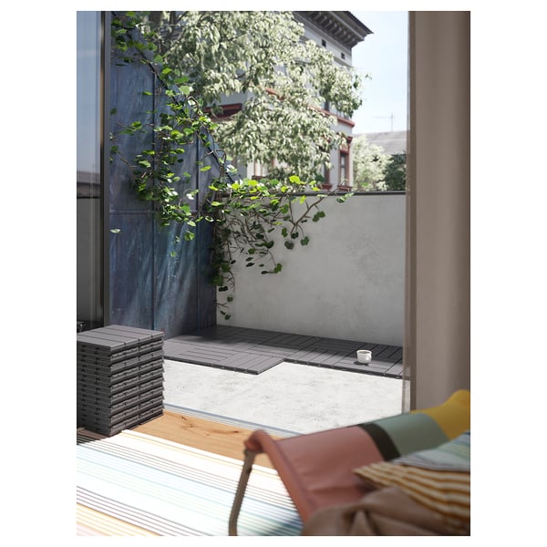 RUNNEN Piso deck para terraza, gris osc, 0.81 m²