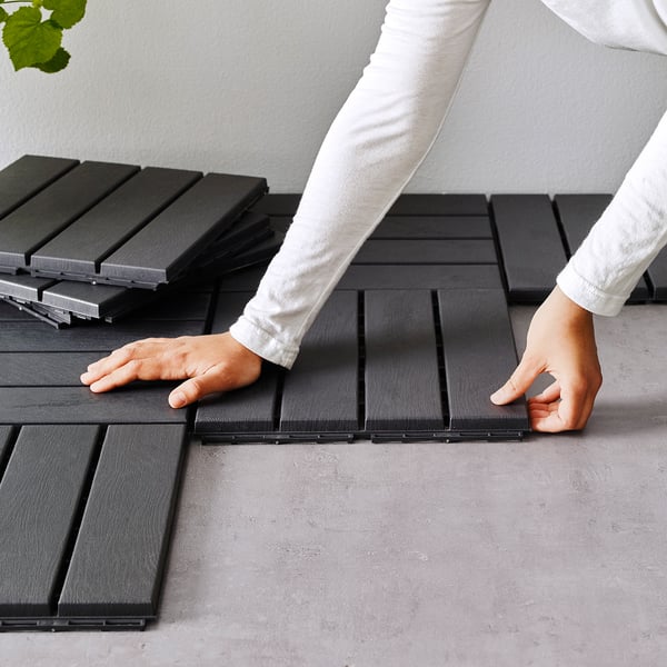 RUNNEN Piso deck para terraza, Gris oscuro, 0.81 m²