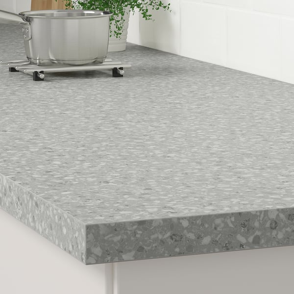 SÄLJAN Cubierta de cocina, gris claro acabado mineral/laminado, 186x3.8 cm