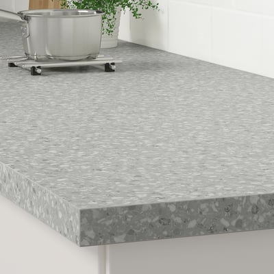 SÄLJAN Cubierta de cocina, gris claro acabado mineral/laminado, 186x3.8 cm
