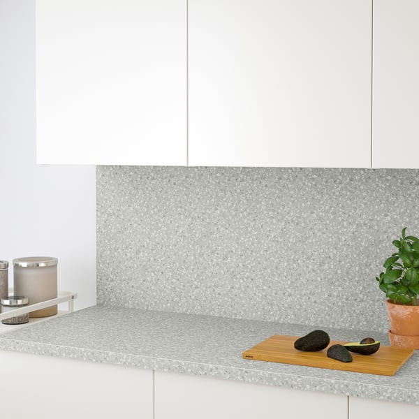 SÄLJAN Cubierta de cocina, gris claro acabado mineral/laminado, 186x3.8 cm