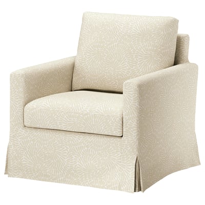 SALTSJÖBADEN Funda para sillón mecedor giratorio, Vittangi beige/blanco
