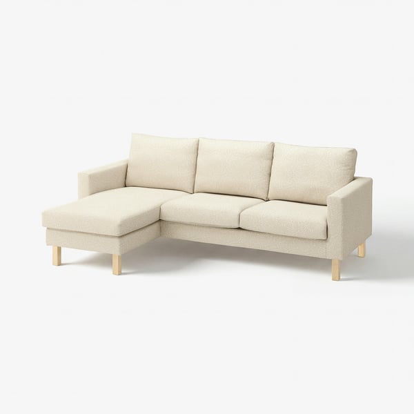 SALTSJÖBADEN Funda sofá 3 cuerpos chaiselounge, Vittangi beige/blanco