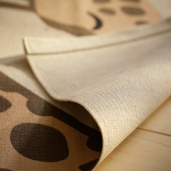 SANDLÖPARE Alfombra, plana, beige café/estampado de jirafa, 90x130 cm