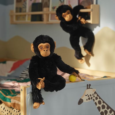 SANDLÖPARE Peluche, chimpancé/negro, 32 cm