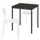 SANDSBERG Juego de comedor 2 sillas, negro negro/blanco, 67x67 cm