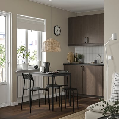 SANDSBERG Juego de comedor 2 sillas, negro negro/negro, 67x67 cm