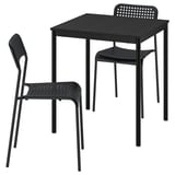SANDSBERG Juego de comedor 2 sillas, negro negro/negro, 67x67 cm