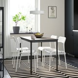 SANDSBERG Juego de comedor con 4 sillas, negro negro/blanco, 110x67 cm
