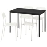 SANDSBERG Juego de comedor con 4 sillas, negro negro/blanco, 110x67 cm
