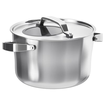 SENSUELL Olla con tapa, acero inoxidable/gris, 5.5 l