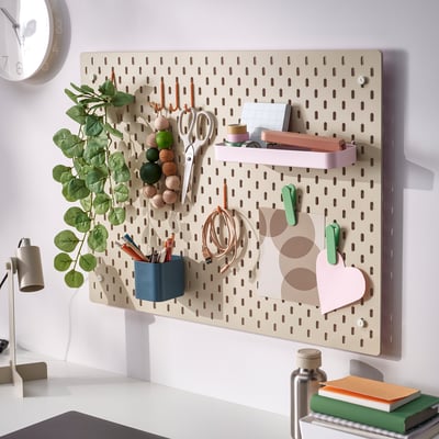 SKÅDIS Organizador de pared, beige/rosado, 76x56 cm