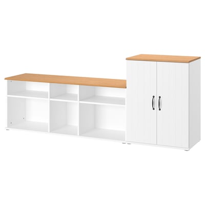 SKRUVBY Rack de TV, blanco, 226x38x90 cm