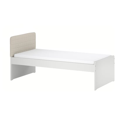 SLÄKT Estructura de cama, con respaldo/Vissle beige, 90x200 cm