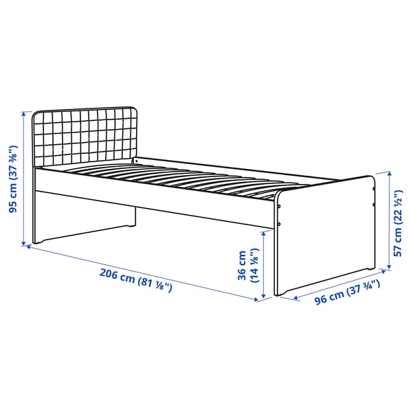 SLÄKT Estructura de cama, con respaldo/Vissle beige, 90x200 cm