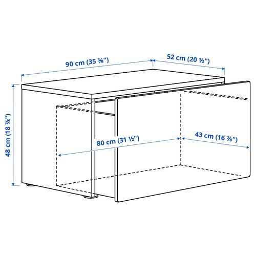 SMÅSTAD Banco con almacenaje juguetes, blanco/menta, 90x52x48 cm