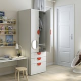 SMÅSTAD / PLATSA Clóset, blanco con marco/con 2 cajones, 60x57x181 cm