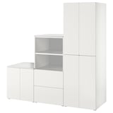 SMÅSTAD / PLATSA Mueble de almacenamiento, blanco/blanco, 180x57x181 cm