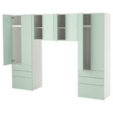 SMÅSTAD / PLATSA Mueble de almacenamiento, blanco/menta, 240x42x181 cm