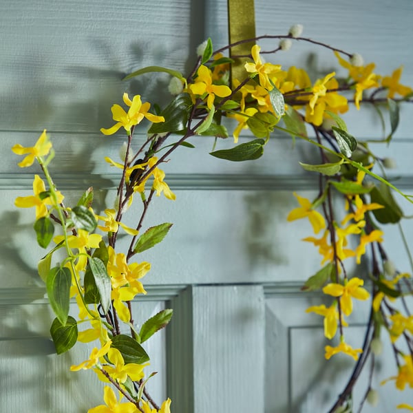 SMYCKA Corona de Navidad artificial, forsitia amarillo, 45 cm