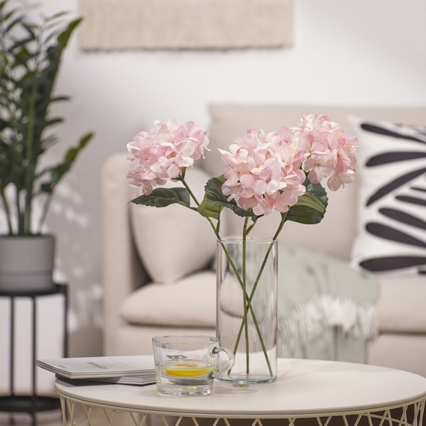 SMYCKA Flor artificial, interior/exterior/hortensia Rosado claro, 45 cm