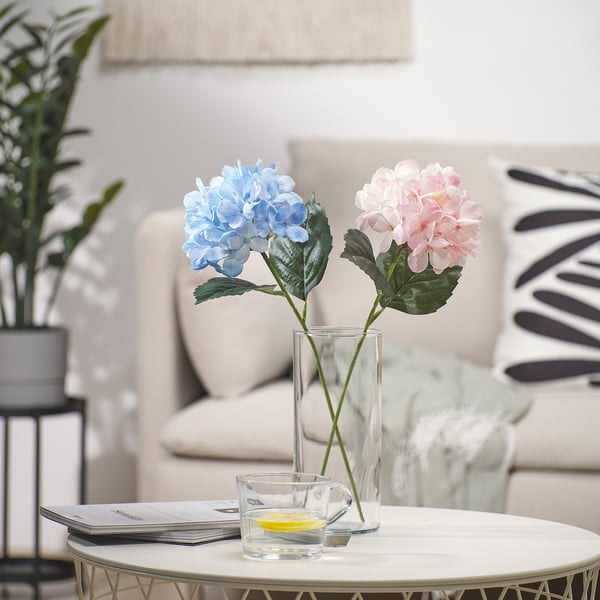 SMYCKA Flor artificial, interior/exterior/hortensia Rosado claro, 45 cm