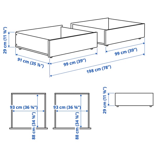 SMYGA Caja de almacenaje para cama, gris claro, 99x91x29 cm