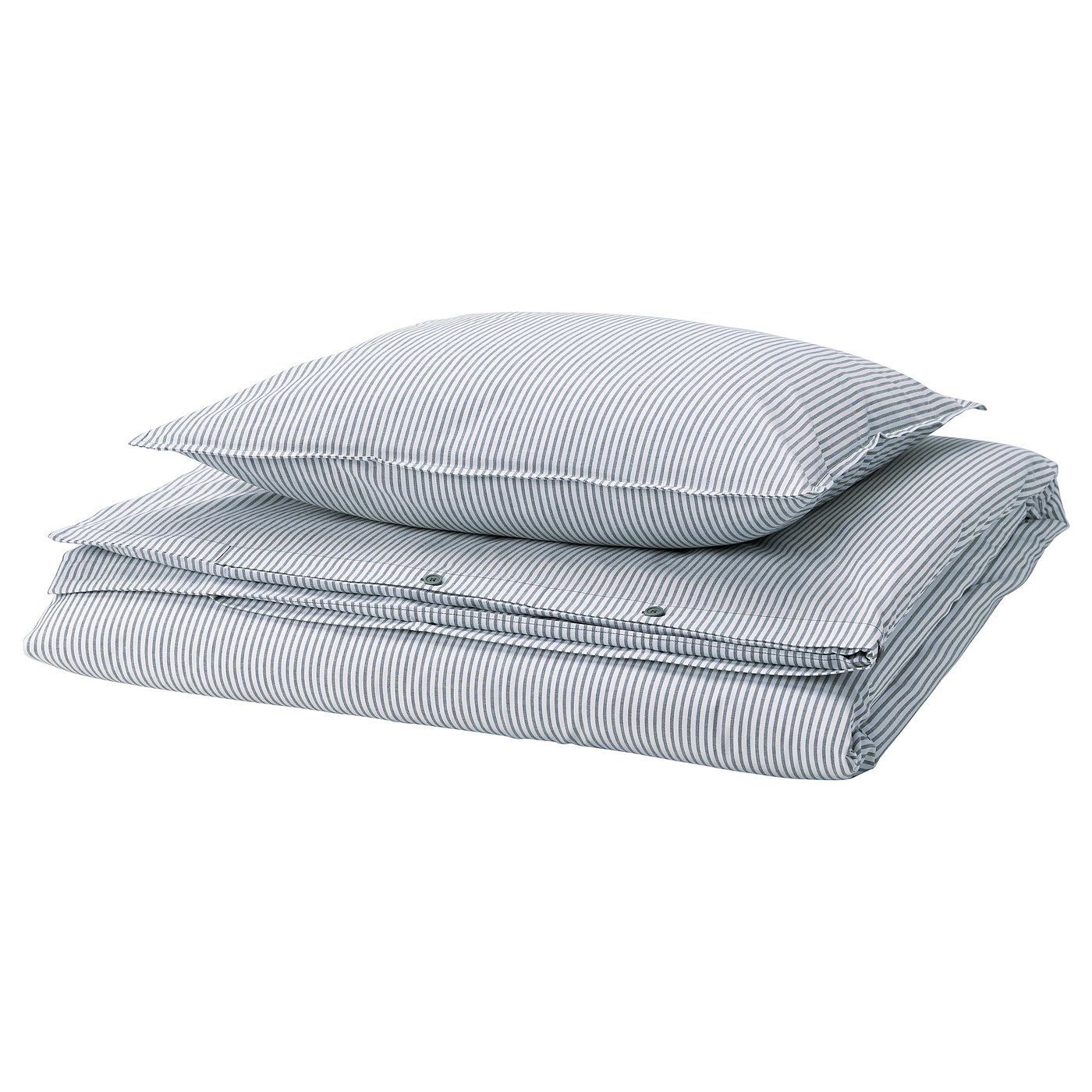 SOLFIBBLA Funda plumón con funda almohada, blanco azul/raya, 150x200/50x60 cm