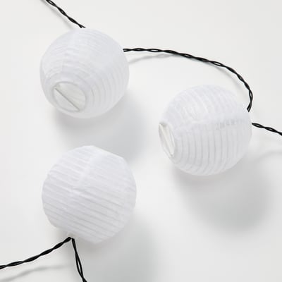 SOLVINDEN Guirnalda de luces LED 12 ampolleta, a pilas blanco