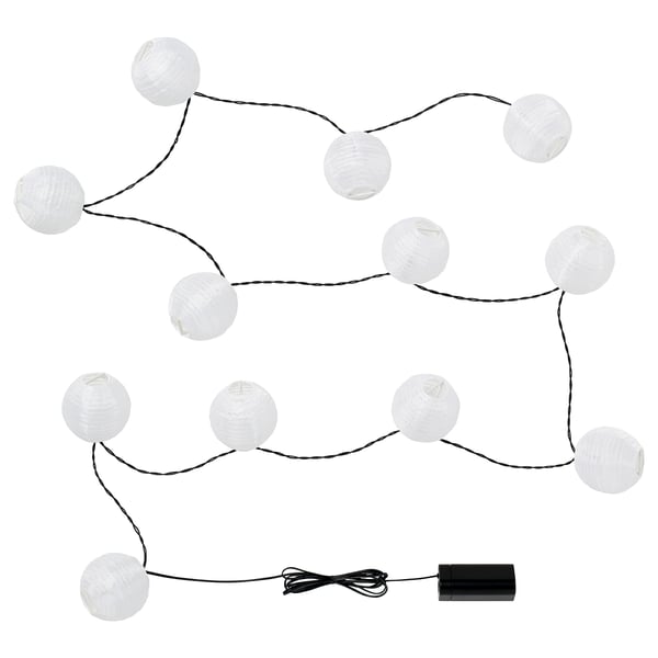 SOLVINDEN Guirnalda de luces LED 12 ampolleta, a pilas blanco