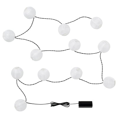 SOLVINDEN Guirnalda de luces LED 12 ampolleta, a pilas blanco