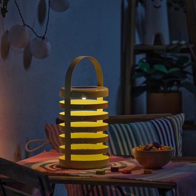 SOLVINDEN Lámpara de mesa LED, energía solar raya/ext menta