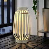 SOLVINDEN Lámpara de pie solar LED, beige/raya, 42 cm