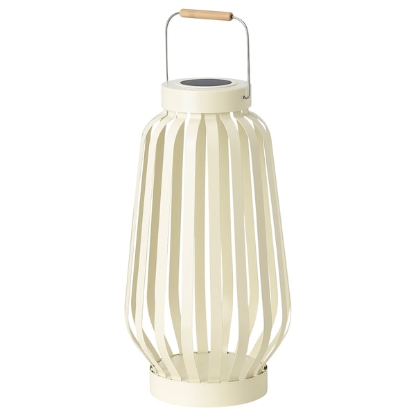 SOLVINDEN Lámpara de pie solar LED, beige/raya, 42 cm