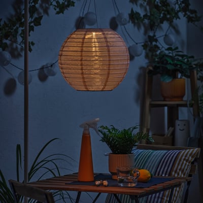 SOLVINDEN Lámpara de techo solar LED, ext globo/rosado, 30 cm