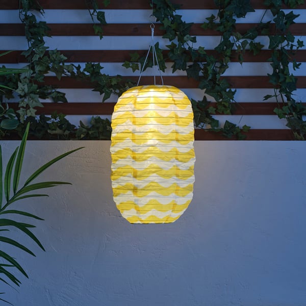 SOLVINDEN Lámpara de techo solar LED, ext ovalado/amarillo olas, 43 cm