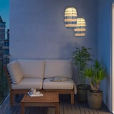 SOLVINDEN Lámpara de techo solar LED, ext ovalado/azul raya, 43 cm