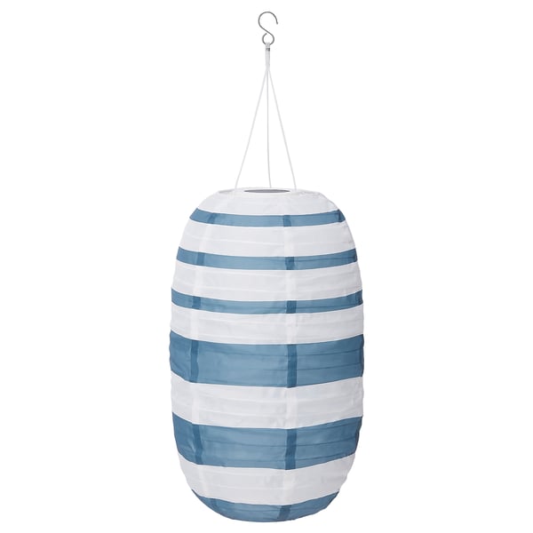 SOLVINDEN Lámpara de techo solar LED, ext ovalado/azul raya, 43 cm
