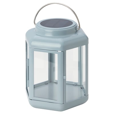 SOLVINDEN Lámpara mesa solar LED, farol/azul costeño, 17 cm