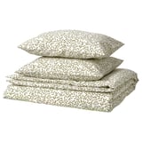 SORGMANTEL Funda plumón con 2 fundas almohada, blanco/verde, 240x220/50x60 cm