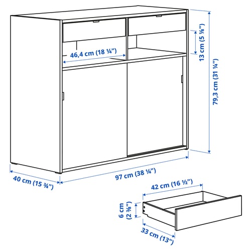 SPIKSMED Mueble de almacenamiento, gris claro, 195x40x79 cm