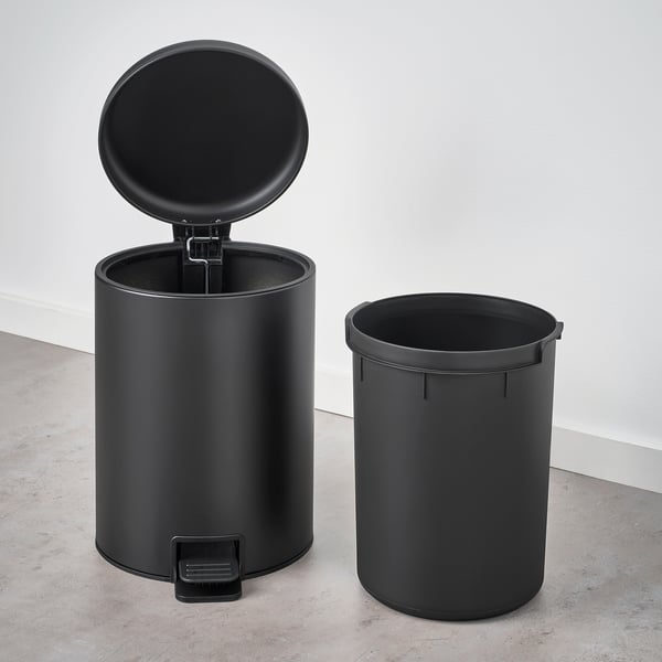 STENTRAPPA Basurero con pedal, gris oscuro, 9 l