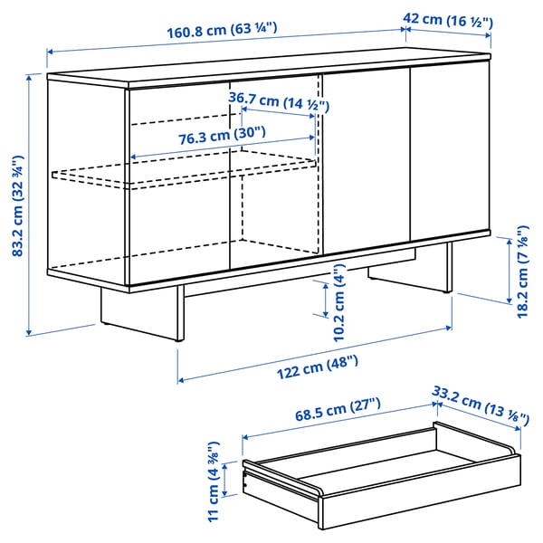 STOCKHOLM 2025 Buffet, chapa roble, 161x42x83 cm