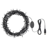 STRÅLA Guirnalda luces LED 200 ampolletas, negro