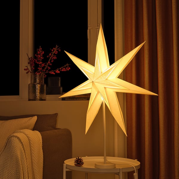 STRÅLA Pantalla para lámpara, motivo lunar/blanco, 70 cm