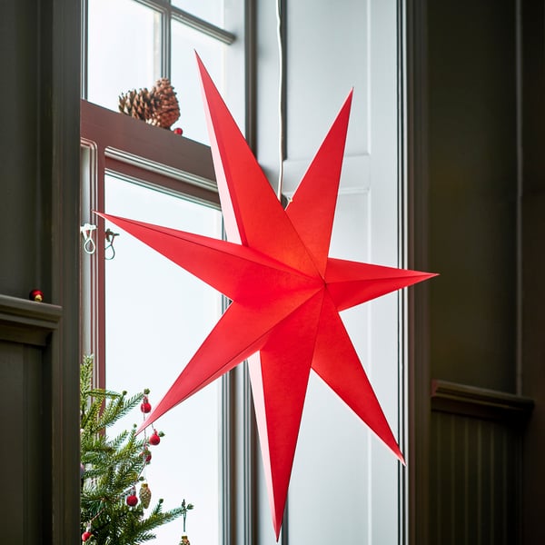 STRÅLA Pantalla para lámpara, rojo, 90 cm