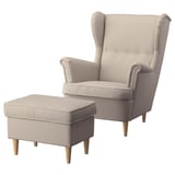 STRANDMON Sillón con apoyapiés, Kelinge beige